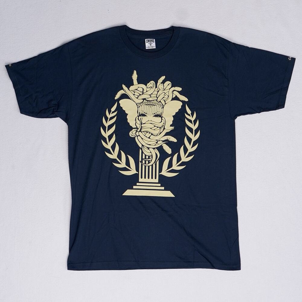 Crooks & Castles Medusa Laurel Wreath Tee Navy Mens Large New Without Tags